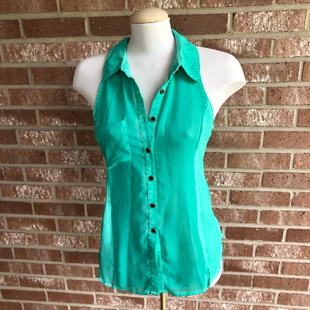 We The Free Sea Glass Green Sleeveless Blouse XS